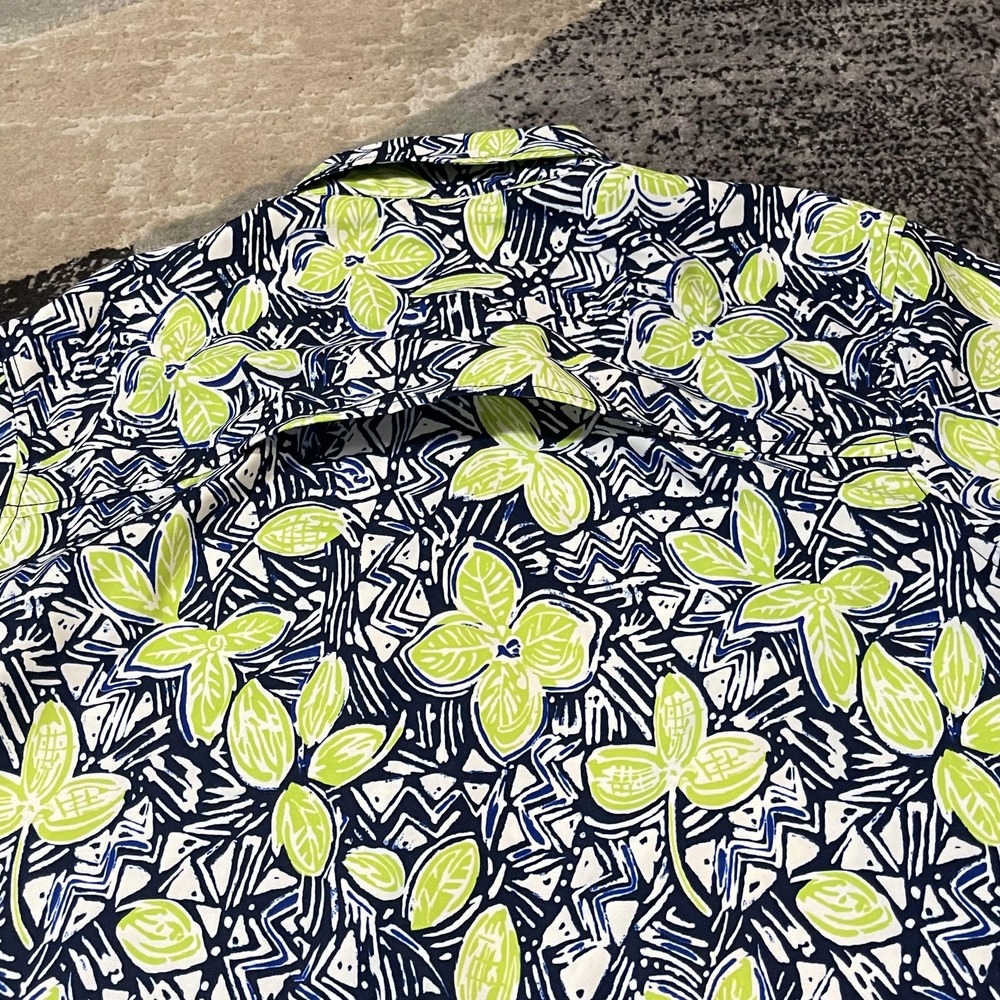 Speedo Hawaiian Performance Shirt Men 2XL Blue Green Floral Tropical Vented - Picture 9 of 9